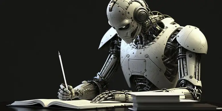 Abstract editorial image representing AI use in book publishing, 2026