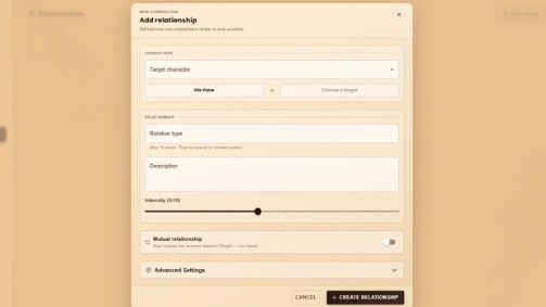 Relationship Window in WriteO