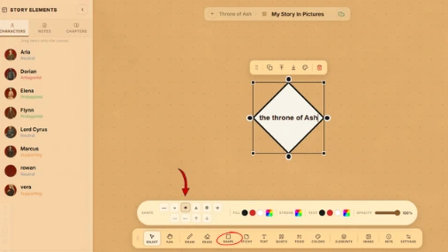 WriteO Moodboard displaying images, text, and visual story references.