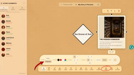 WriteO Moodboard showing images arranged in Polaroid-style frames.