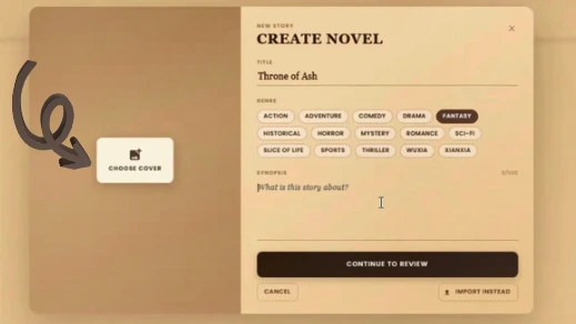 WriteO novel dashboard showing two novel cards side by side with word count highlighted